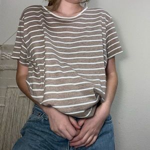 Brown and white stripped shirt